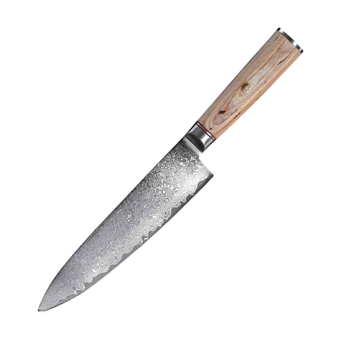 Damascus pattern chef's knife — wood handle · W-1768