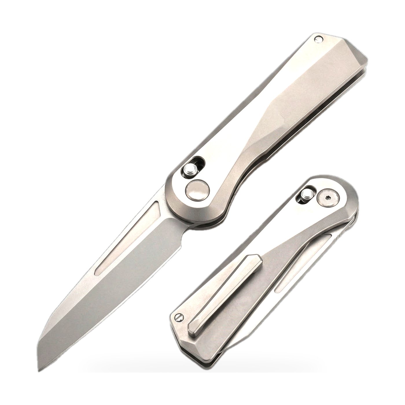 Folding pocket knife — silver handle · W-7909