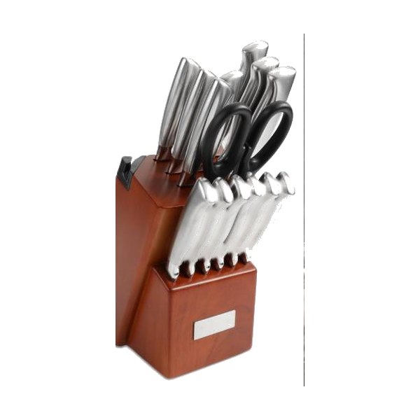 Kitchen knife block set with scissors — photo code W-9852